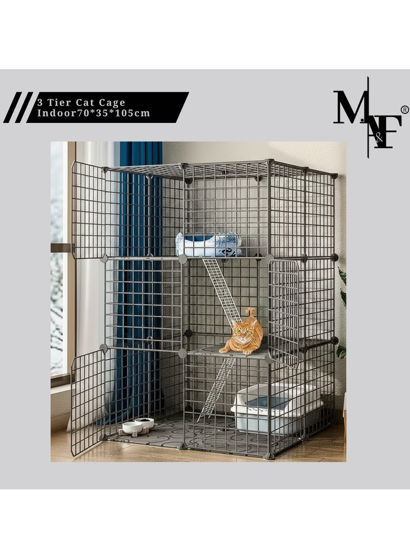 M.A&F's 3 Tier Cat Cage Indoor DIY Pet Playpen Detachable Metal Small Animal Cage Wire Ferret Cage Indoor Cat Kennels for Kitten Puppy Bunny - Image 1